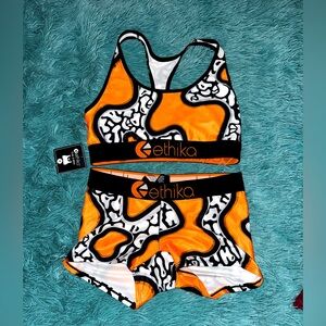 Ethika Orange and Black Sports Bra and Shorts Set W/M